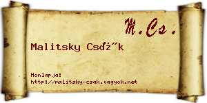 Malitsky Csák névjegykártya